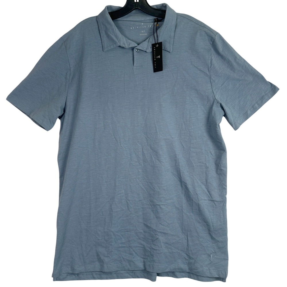 American Tall Slub Cotton Polo Shirt Mens XLT Blue Casual Minimalist